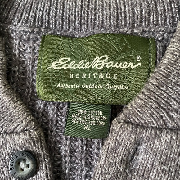 Vintage EDDIE BAUER  Sweater 100% Cotton Gray Size XL Pullover - Picture 2 of 7